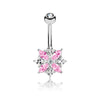 Belly Button Piercing Flower Zirconia Silver