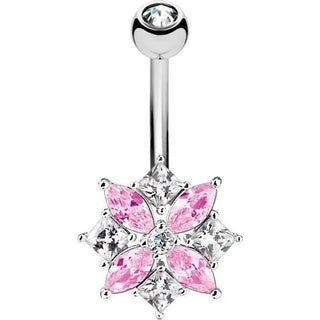 Piercing Nombril Fleur Zircone Argent