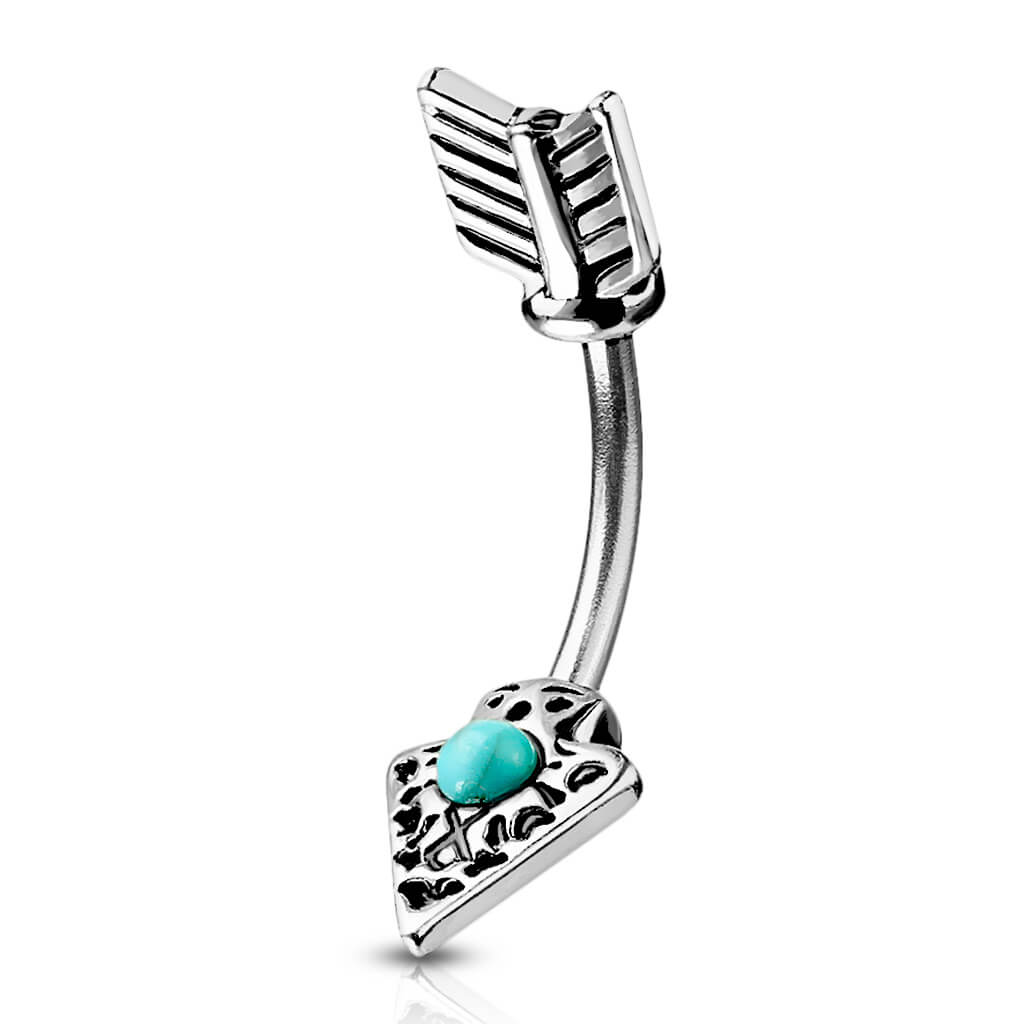 Belly Button Piercing Arrow turquoise Silver
