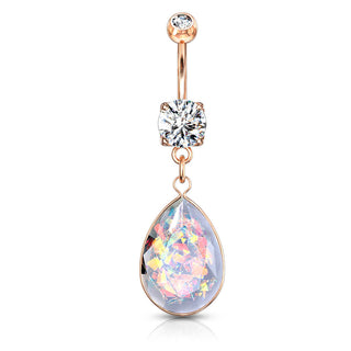 Belly Button Piercing Rainbow dangle Opal