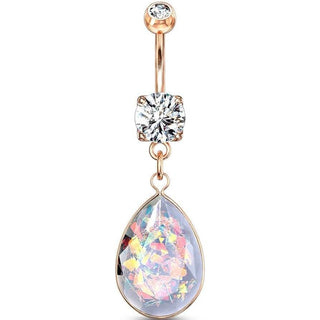 Belly Button Piercing Rainbow dangle Opal