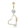 Belly Button Piercing Heart dangle Zirconia