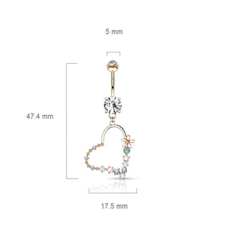 Piercing Nombril Pendentif Cœur Zircone