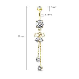 Belly Button Piercing Bow dangle Zirconia