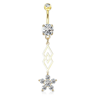 Piercing Nombril Pendentif Fleur  Zircone