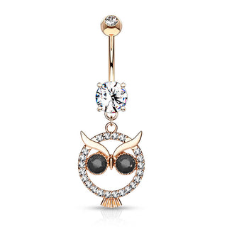 Belly Button Piercing Owl dangle Zirconia