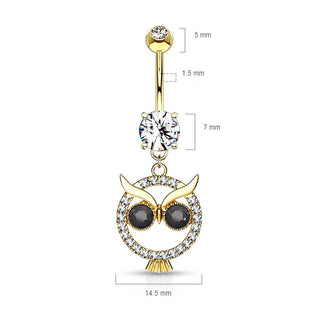 Belly Button Piercing Owl dangle Zirconia