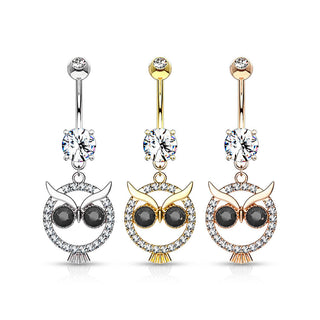 Piercing Nombril Pendentif Hibou Zircone