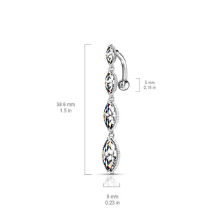 Bauchnabelpiercing Top Down Marquise Schliff 4 Zirkonia