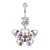 Belly Button Piercing Butterfly coloured dangle Zirconia