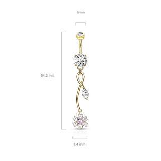 Belly Button Piercing Flower dangle Zirconia