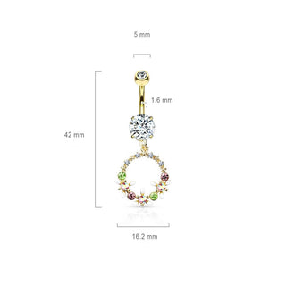 Belly Button Piercing Flower Wreath dangle Zirconia