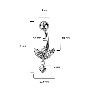 Belly Button Piercing Marquise Cut dangle cubic Zirconia