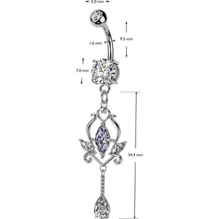 Belly Button Piercing floral marquise cut zirconia dangle