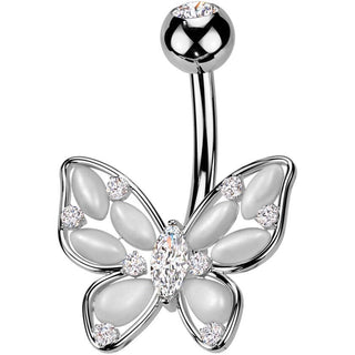 Belly Button Piercing butterfly cat's eye stones zirconia