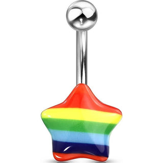 Bauchnabelpiercing Stern Regenbogen Silber