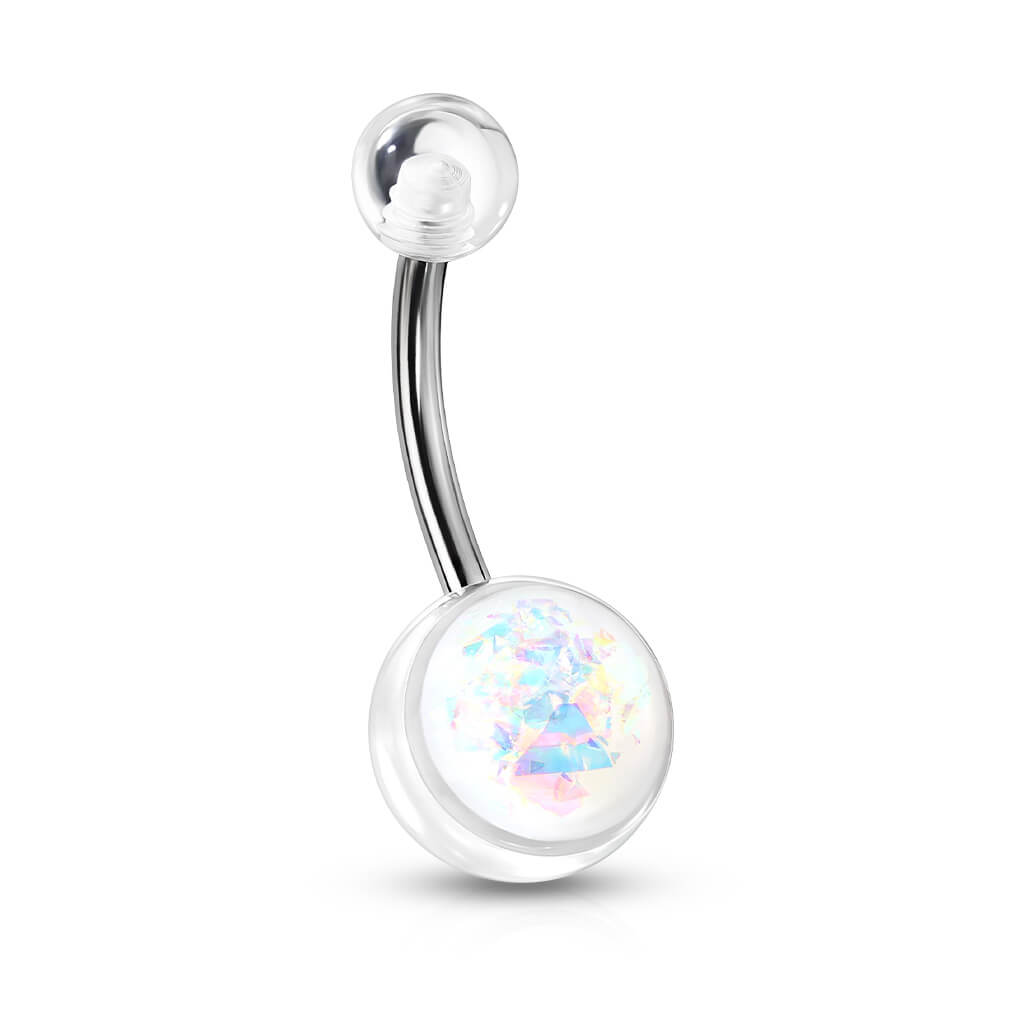 Belly Button Piercing Opal Silver