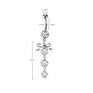 Belly Button Piercing Loop dangle Zirconia Silver