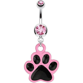 Belly Button Piercing Paw dangle Zirconia