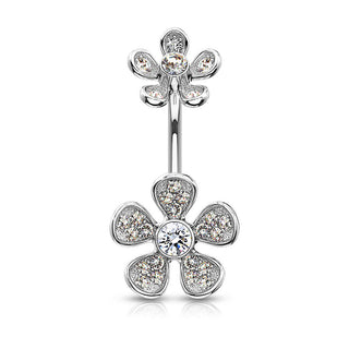 Belly Button Piercing Flower Zirconia Internally Threaded