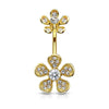 Belly Button Piercing Flower Zirconia Internally Threaded