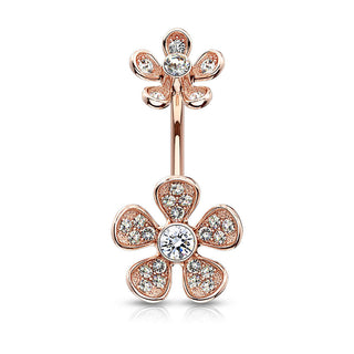 Belly Button Piercing Flower Zirconia Internally Threaded