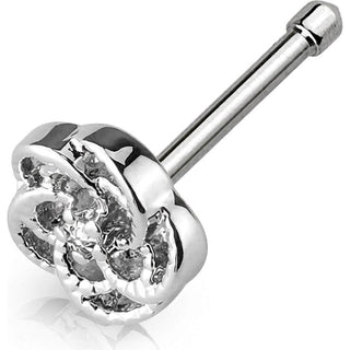 Nose Stud Flower Zirconia Silver