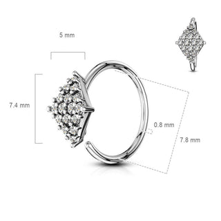 Ring Diamond Shaped Zirconia Silver Bendable