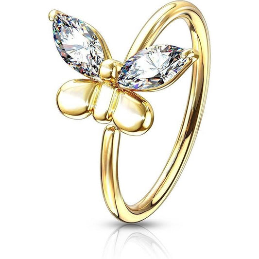 Ring Butterfly Zirconia Gold Bendable