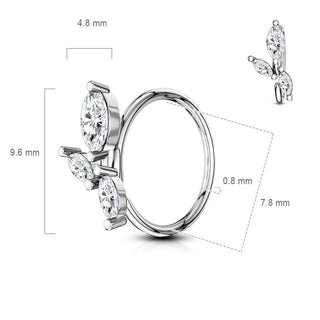 Ring Marquise Cut 3 Zirconia Silver Bendable