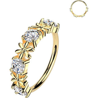 Ring flower round zirconia Bendable
