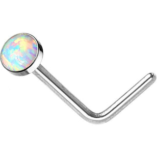 Nasenstecker L-Form Opal Flach Silber