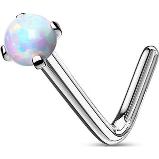 Nasenstecker L-Form Opal Silber