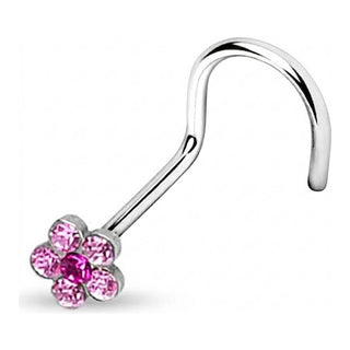 Nose Screw Flower Zirconia Silver