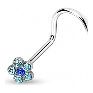 Nose Screw Flower Zirconia Silver