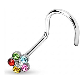 Nose Screw Flower Zirconia Silver