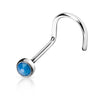 Nose Screw Opal Flat Silver