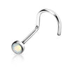 Nose Screw Opal Flat Silver