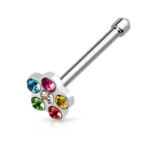 Nose Stud Flower Zirconia Silver