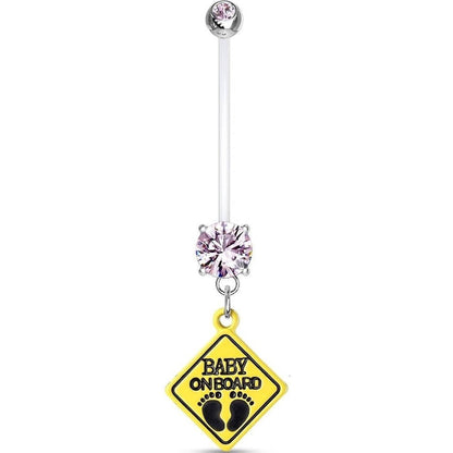 Belly Button Piercing BABY ON BORD dangle Zirconia