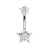 Belly Button Piercing Star Zirconia Internally Threaded