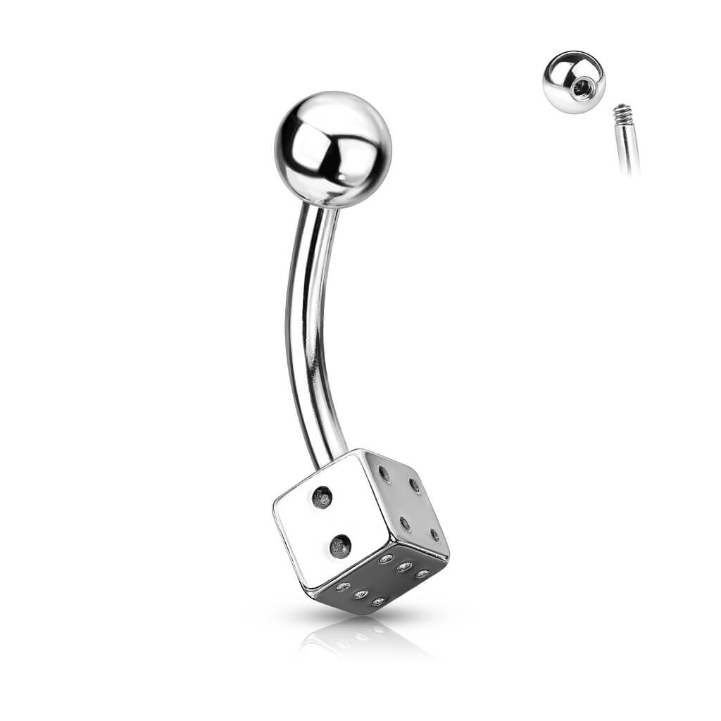 Belly Button Piercing Cube Silver