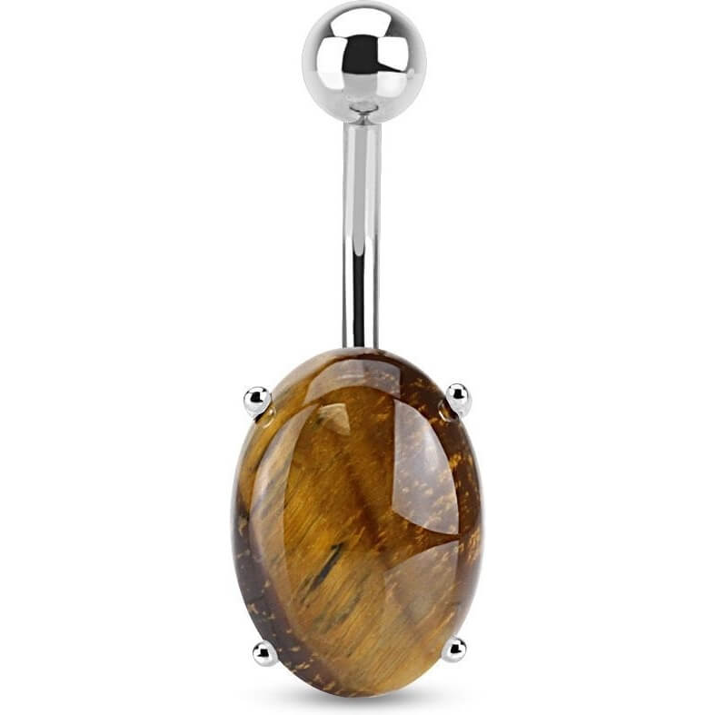Belly Button Piercing Oval tiger eye Semi-Precious Stone