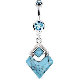 Belly Button Piercing Diamond shaped dangle turquoise Semi-Precious Stone