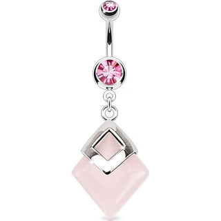 Belly Button Piercing Diamond shaped dangle Aventurine Semi-Precious Stone
