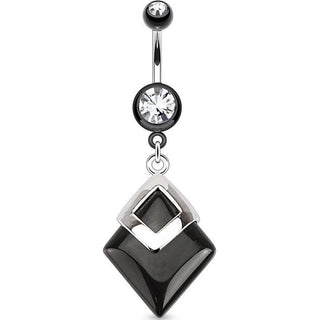 Belly Button Piercing Diamond shaped dangle Agate Semi-Precious Stone