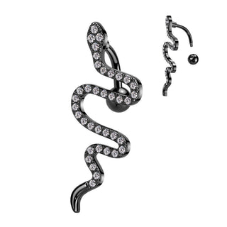 Belly Button Piercing Top Down Snake Zirconia