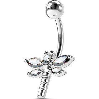 Belly Button Piercing Dragonfly Zirconia Silver