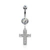 Piercing Nombril Pendentif Croix Zircone