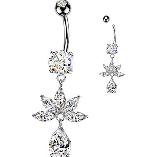 Belly Button Piercing Marquise Zirconia Fan Teardrop Dangle